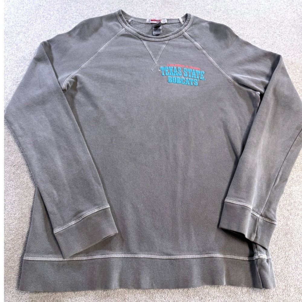 Authentic Pigment Texas State Bobcats Sweatshirt Small Gray Excellent Raglan